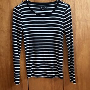 J. Crew Perfect rib long sleeve t- shirt in stripe, black and white